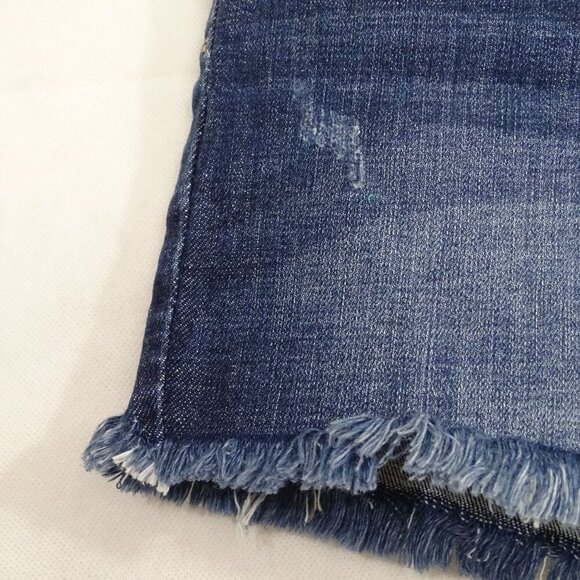 KanCan High Rise Distressed Denim Jean Shorts Women Size S Dark Wash Raw Hem NEW - Picture 3 of 12